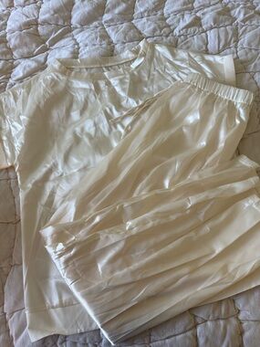 Cream Satin Top and Pants Set NWOT